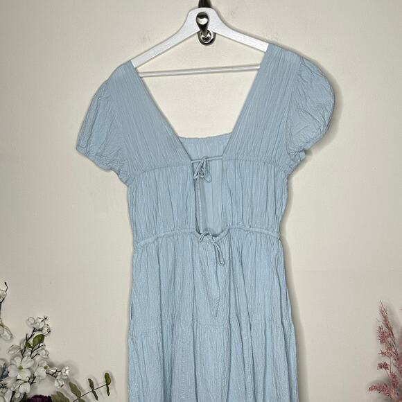 & OTHER STORIES Cotton Square Neck Smock Midaxi Dress Sky Blue {3P31} - Picture 9 of 11